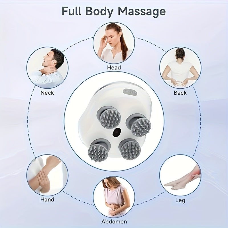 Portable Electric Head and Body Massager with USB Charging and 600mAh Battery