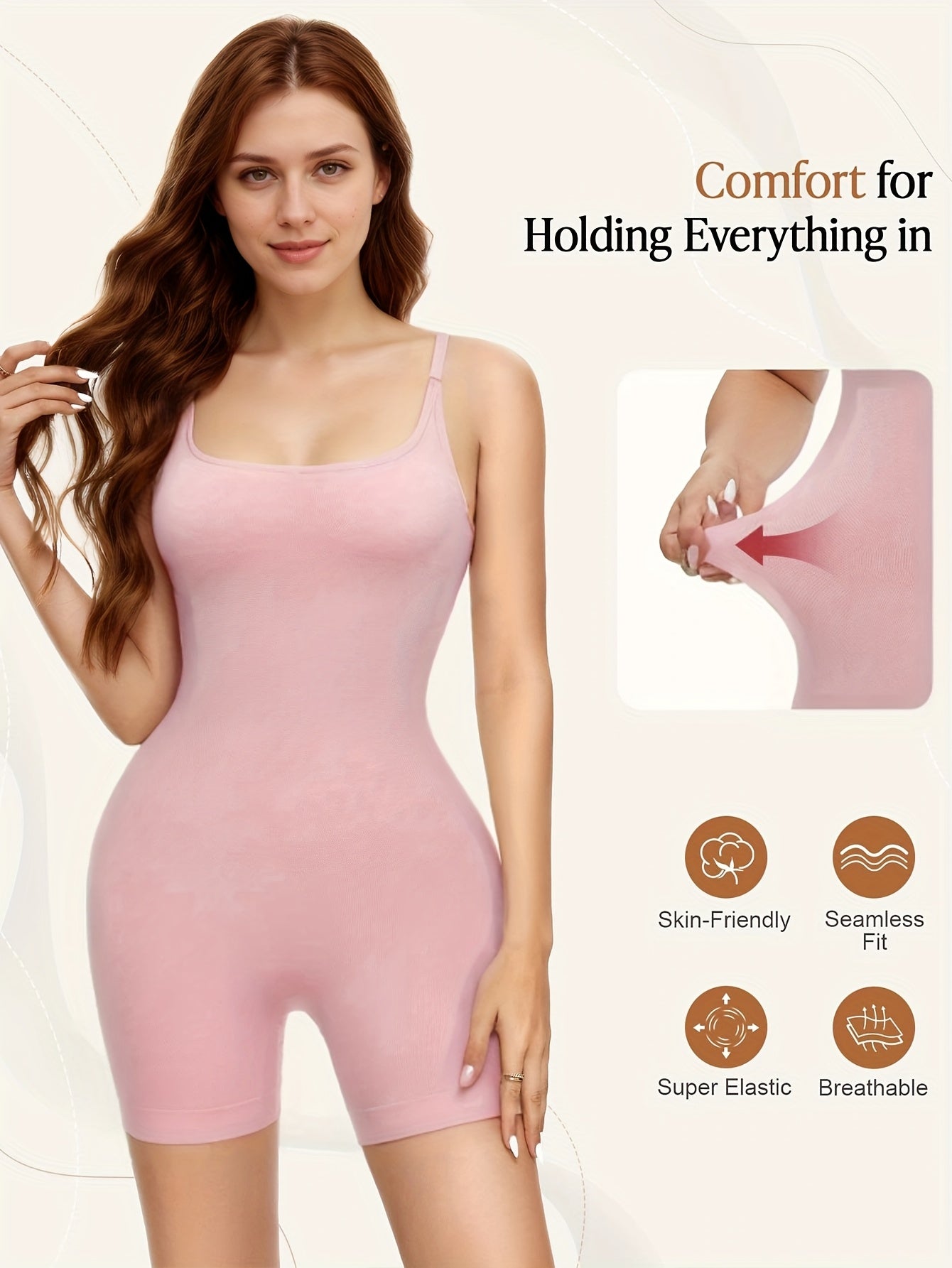 Women's Plus Size Shaping Bodysuit Seamless Tummy Control Sleeveless Solid Color