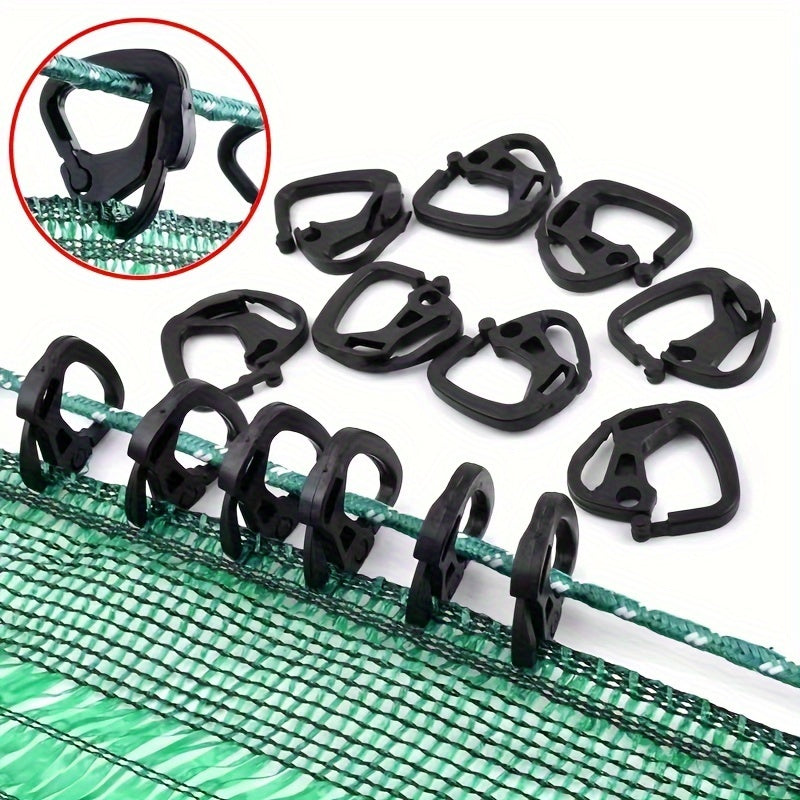 Set of 30 Black Alloy Plastic Curtain Hooks for Greenhouse Sunshade System