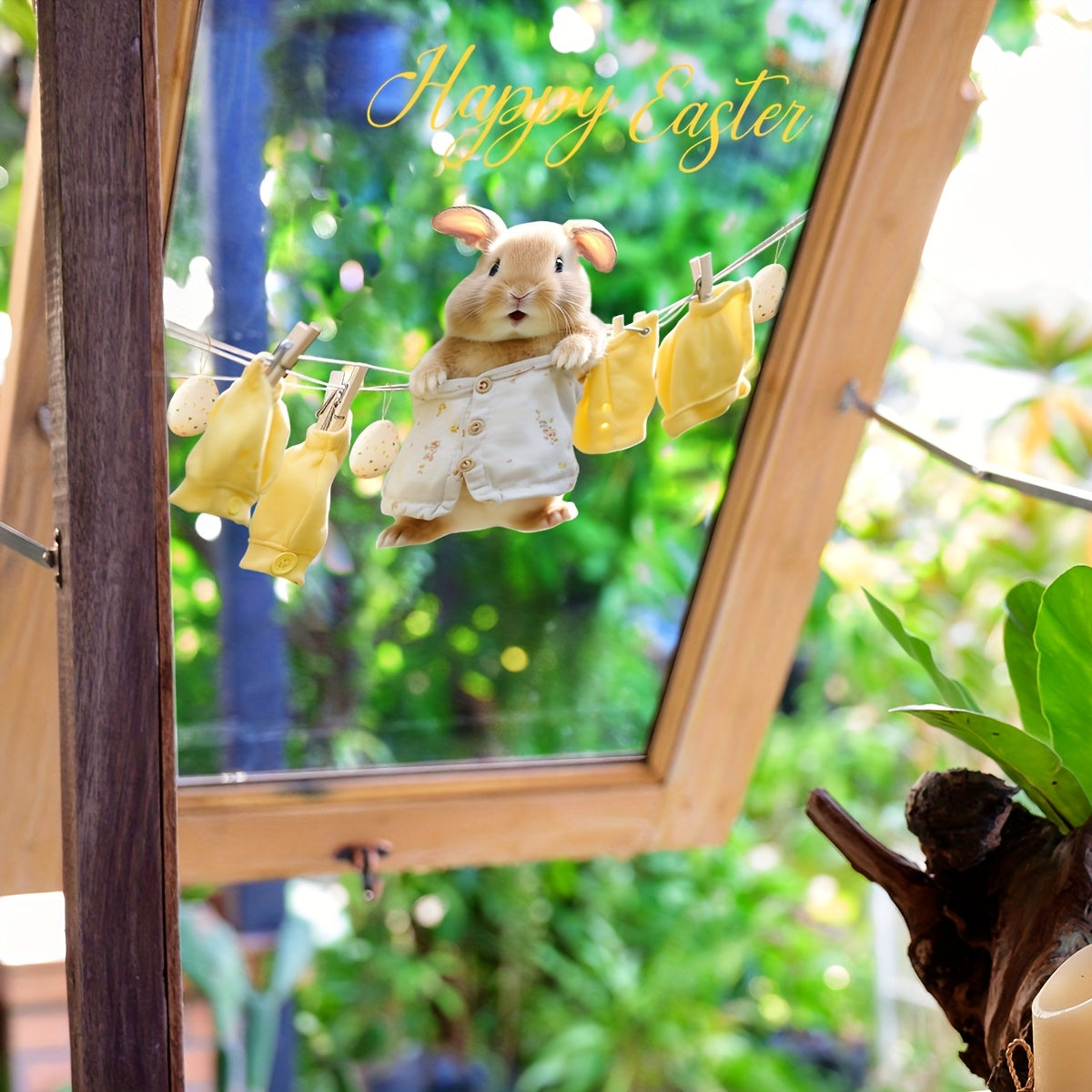 Easter Bunny Window Cling Reusable Double-Sided Electrostatic Glass Decal