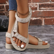 Women's Summer Beach Sandals Leather Open Toe Low Heel Breathable