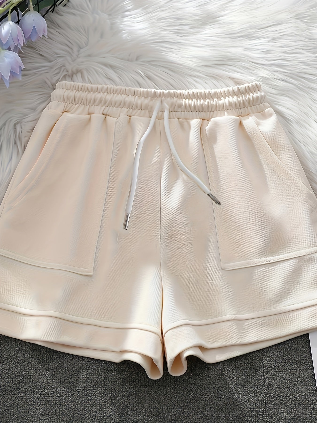 Girls Summer T-Shirt Set with Embroidered Solid Color Crew Neck Shorts for Kids