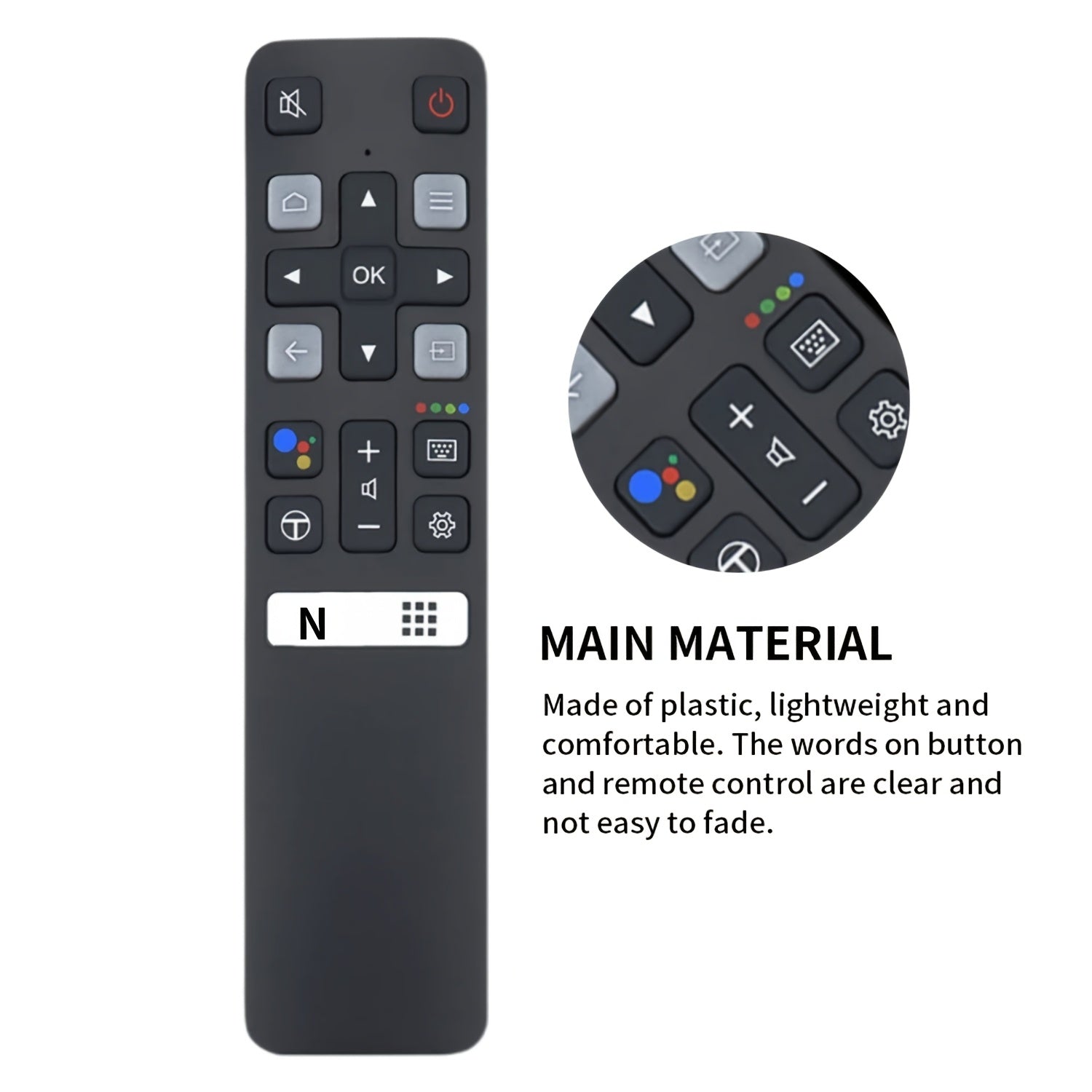 Control remoto para TV TCL 32-65 pulgadas con batería, duradero, de plástico, fácil de configurar