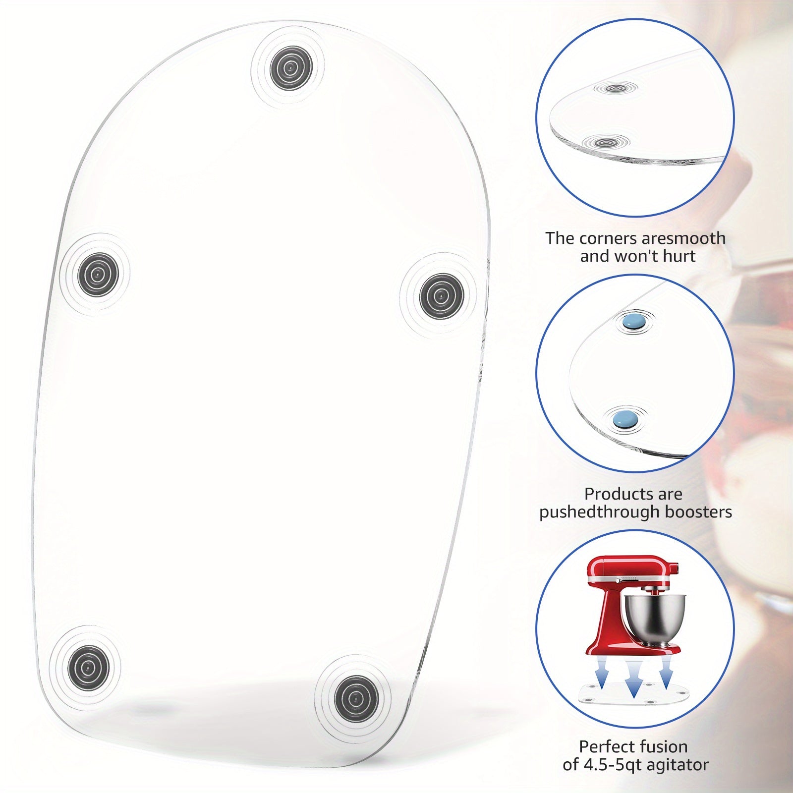 Acrylic Mixer Slider Mat for 4.5 Quart Tilt-Head Stand Mixers Non-Slip Kitchen Appliance Pad