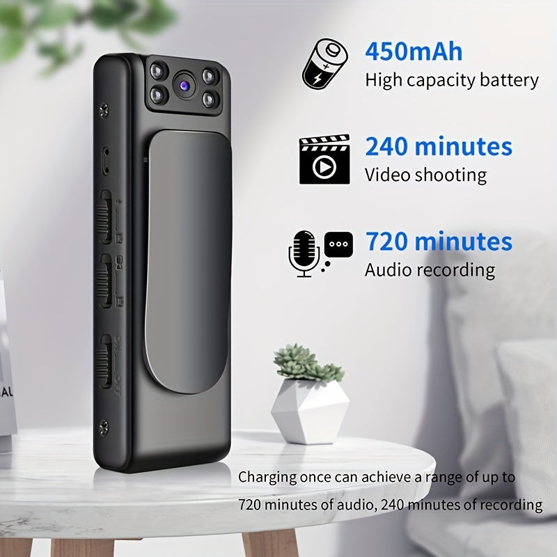 1080P Wearable Body Camera with Night Vision Voice Recorder Action Camera for Sports and Cycling