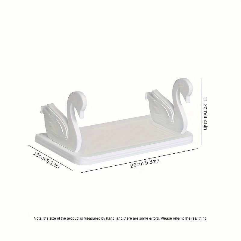 Wall Storage Rack for Bathroom Organization White Plastic 12 Inches