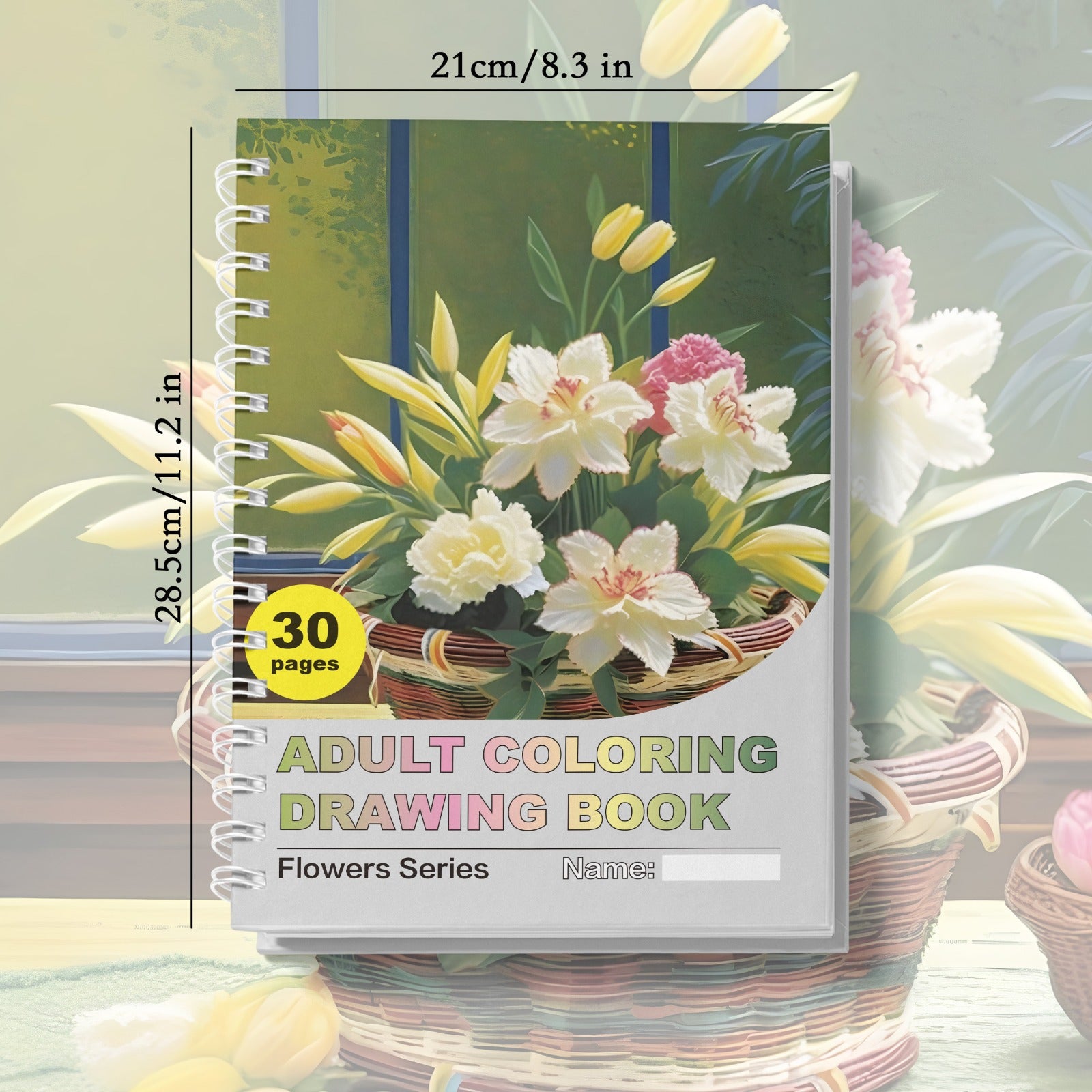 Kattalar uchun gullar va manzarali eskizlar bilan nafis gullar bo'yash kitobi, dam olish uchun