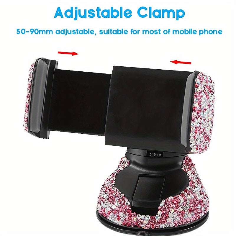 Sparkling Rhinestone Car Phone Holder - Dashboard & Air Vent Mount | Glitter Design