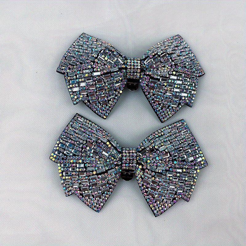 2pcs Black Polyester Bowknot Shoe Charms Removable Butterfly Knot Decorations