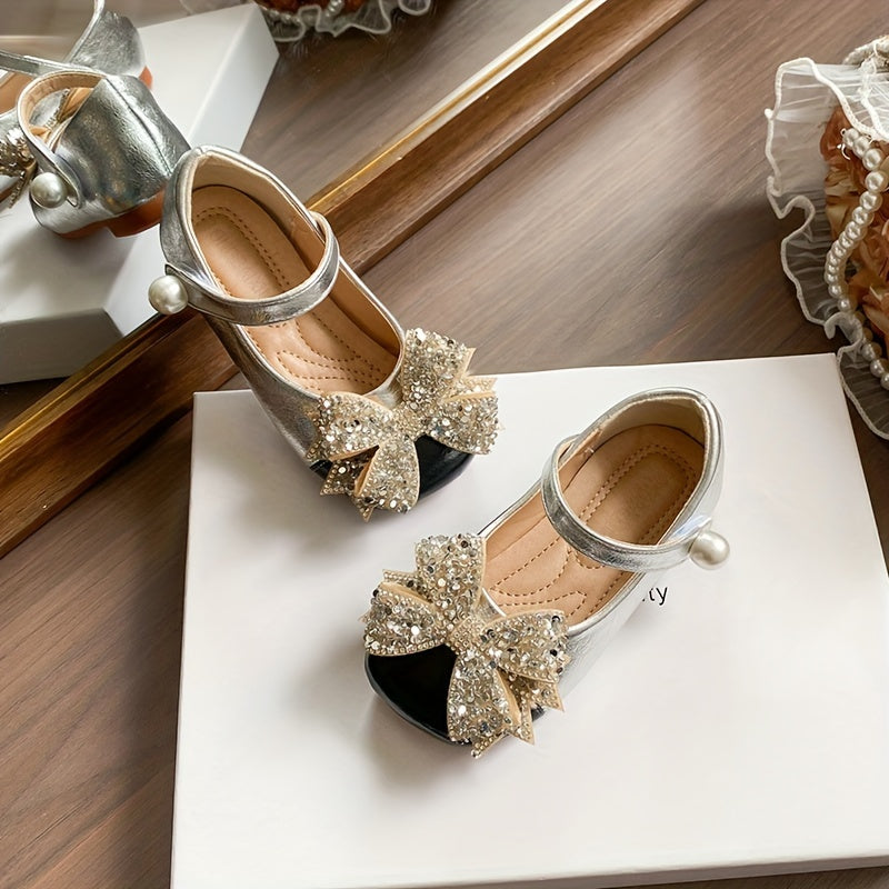 Zapatos planos para niñas estilo Mary Jane, de color sólido, suela de goma, punta cuadrada, 2024