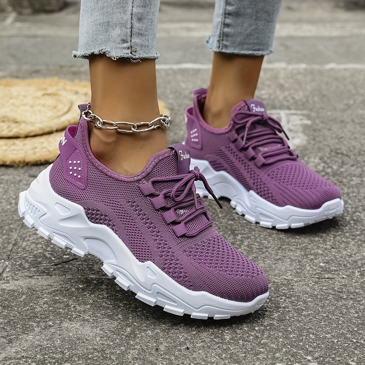 Women’s Light Blue and White Knit Sneakers - Breathable Mesh, Cushioned EVA, Slip-On Low-Top