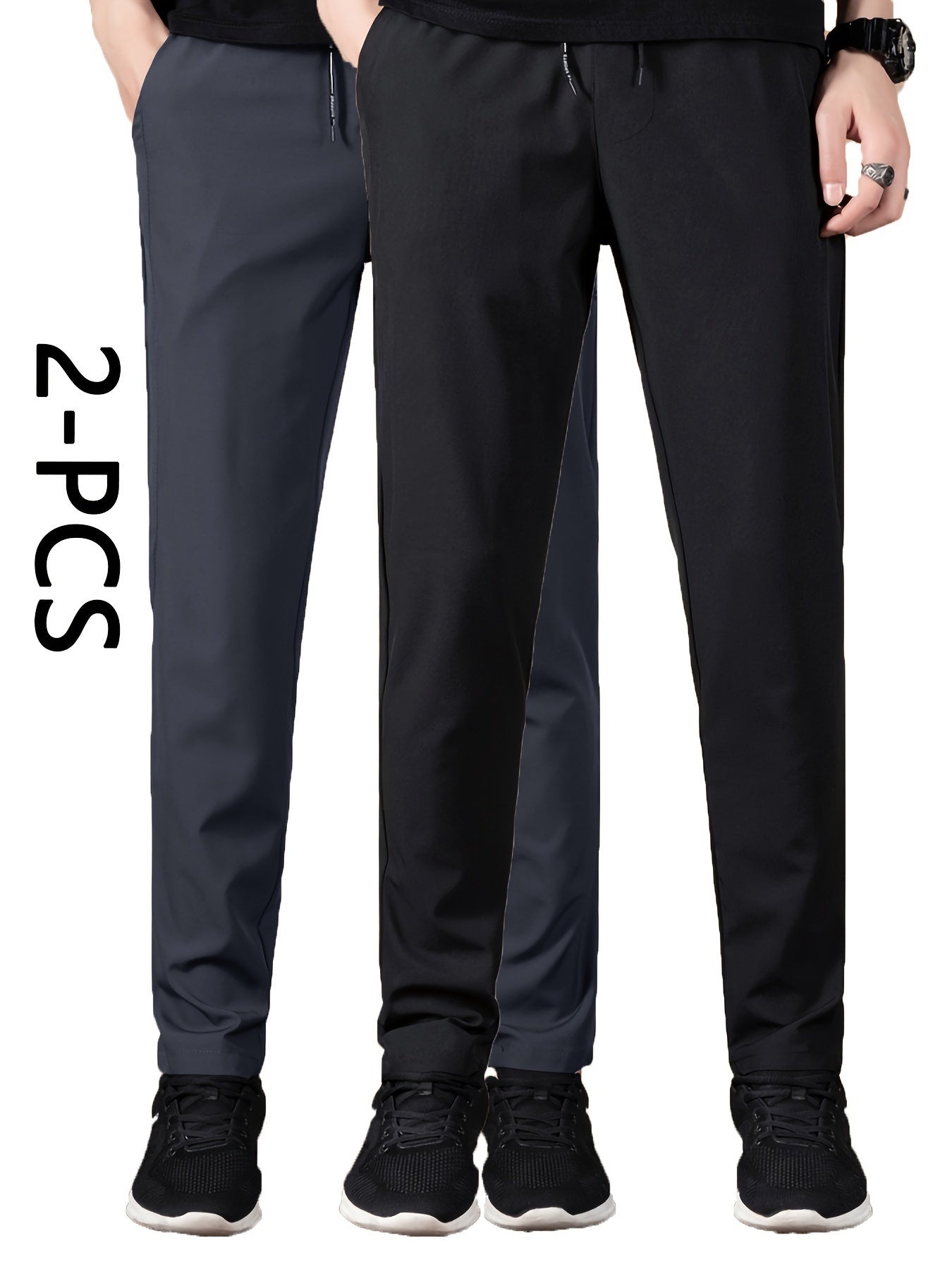 Men's Quick-Dry Athletic Pants with Stretch Fabric and Pockets