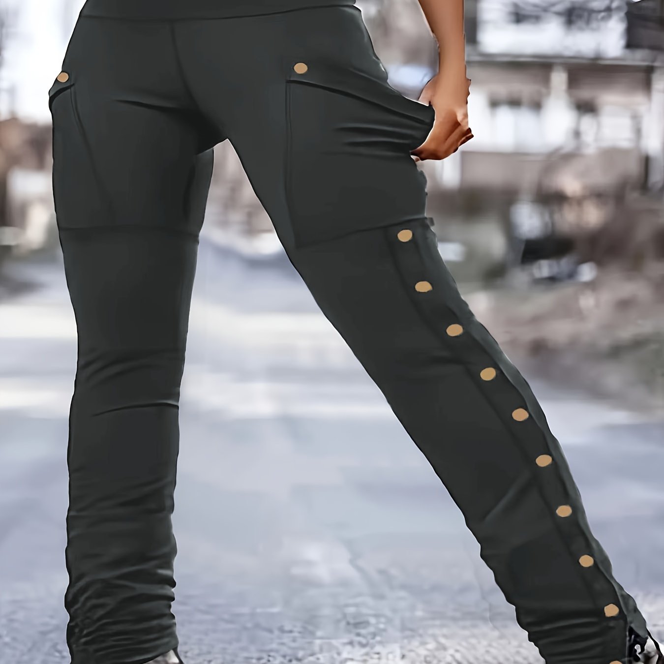 Plus Size High-Waisted Solid Casual Leggings Polyester Spandex All-Season