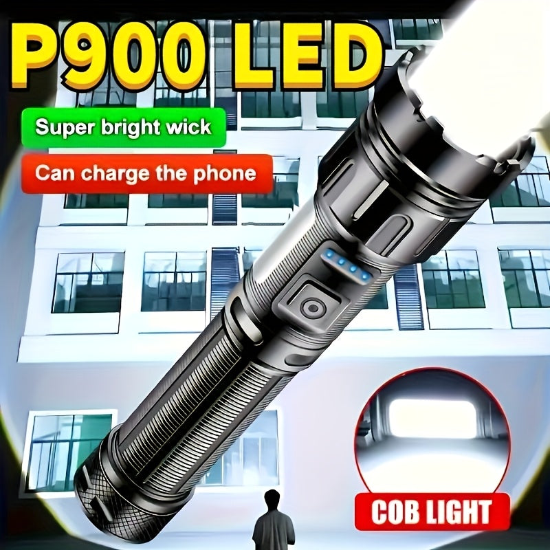 LED Flashlight with COB Work Light 7 Brightness Modes Rechargeable 1200mAh Lithium Battery