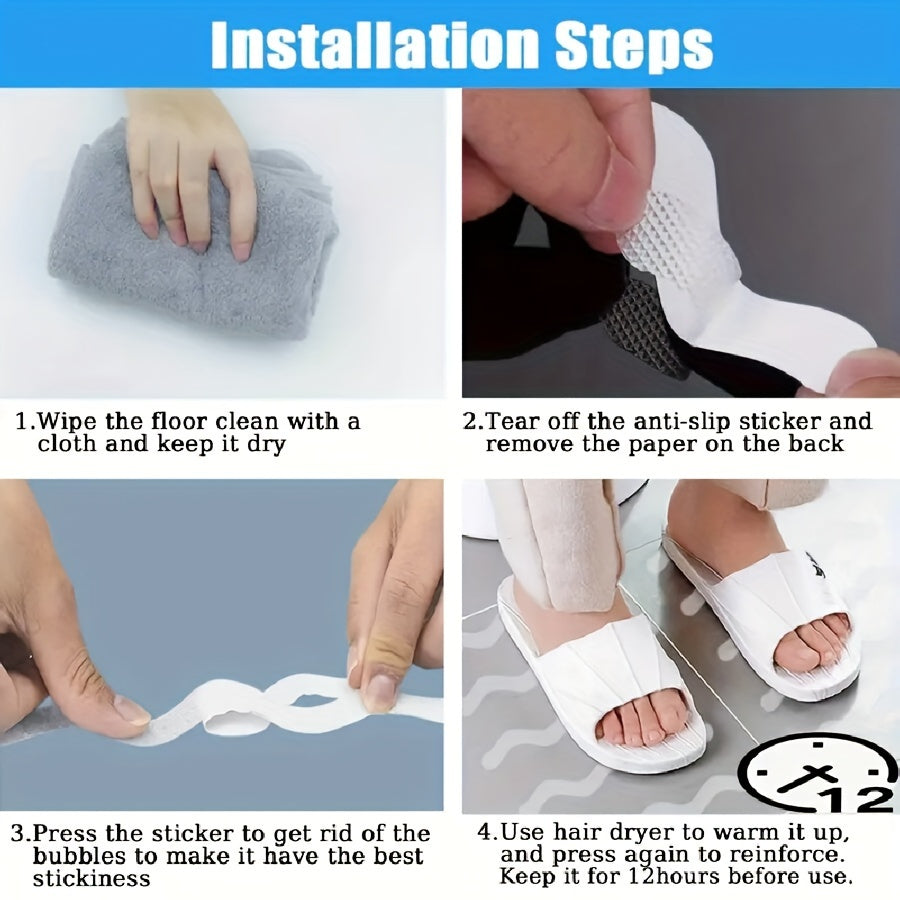 Pack of 24 Non-Slip Shower Stickers for Bathroom Safety, PET Material