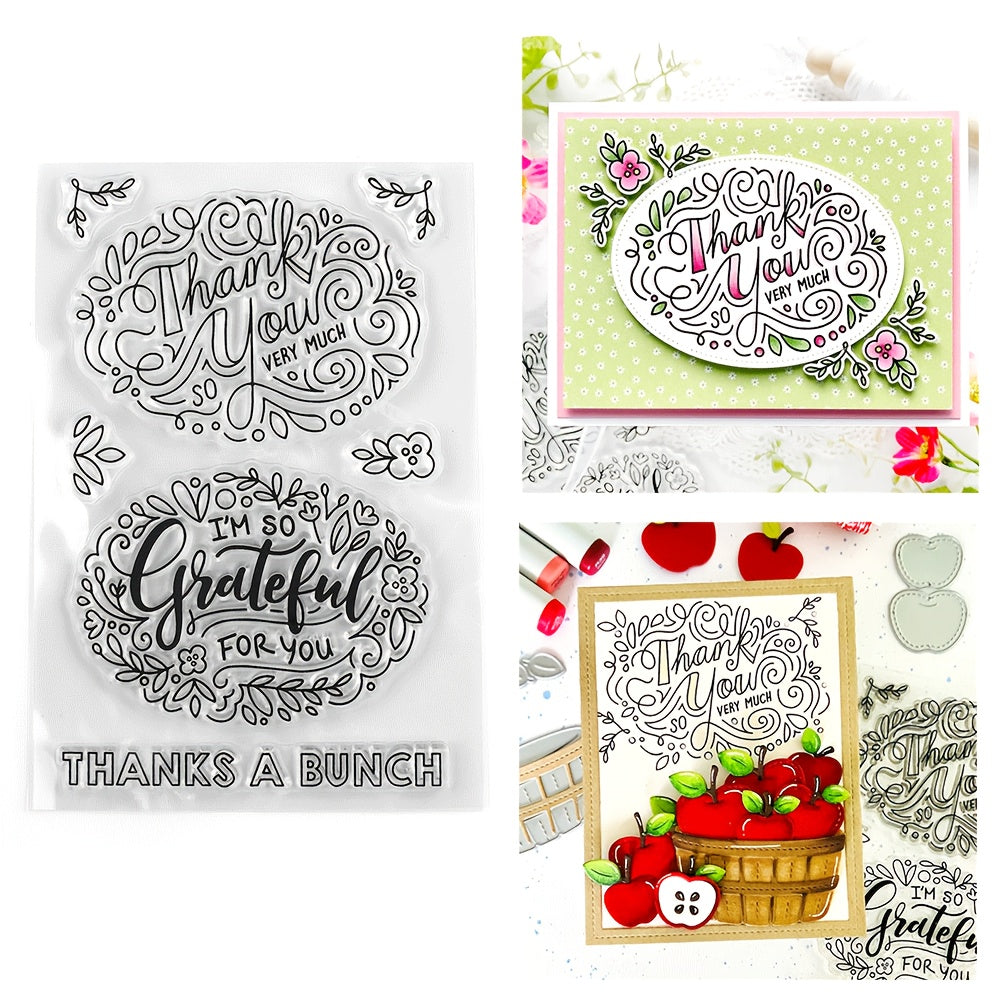 Thank You Messages Clear Stamps Set for DIY Crafts Card Making Scrapbooking