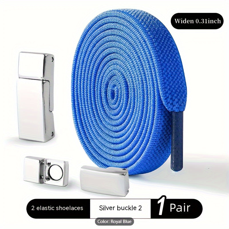 Unisex Elastic No-Tie Shoelaces with Magnetic Buckle Lightweight Polyester