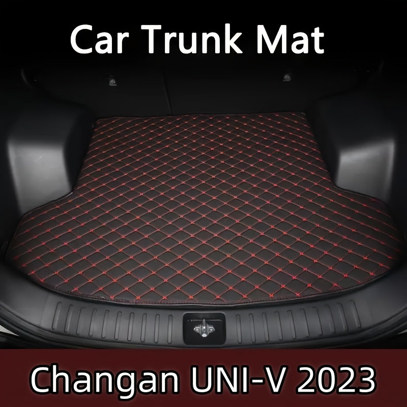 Premium Faux Leather Car Floor Mats All-Weather Scratch-Resistant with Red Stitching