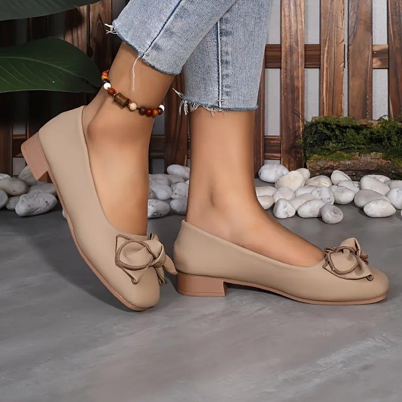 Women's French-Inspired Mary Jane Ballet Flats with Bow, Soft Sole