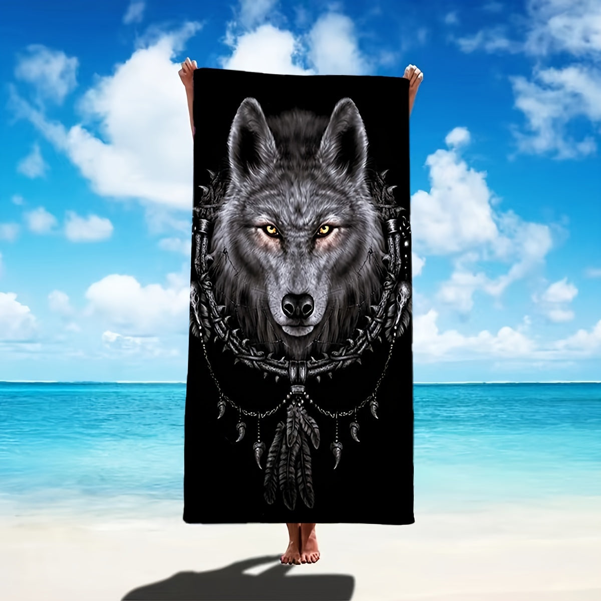 Beach Towel 139.7 cm Ultrafine Fiber Highly Absorbent for Yoga Swimming Camping