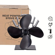 Portable Fireplace Fan 4-Blade Heat Powered Stove Fan for Quiet Home Heating