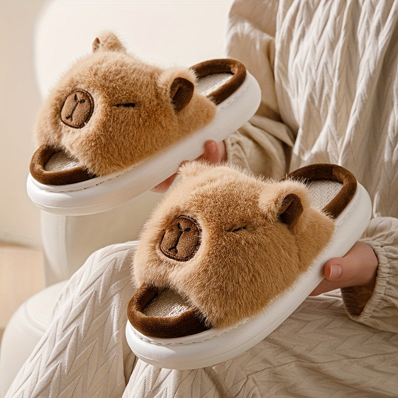 Unisex Fabric Open Toe Slippers for Home All-Season Comfort