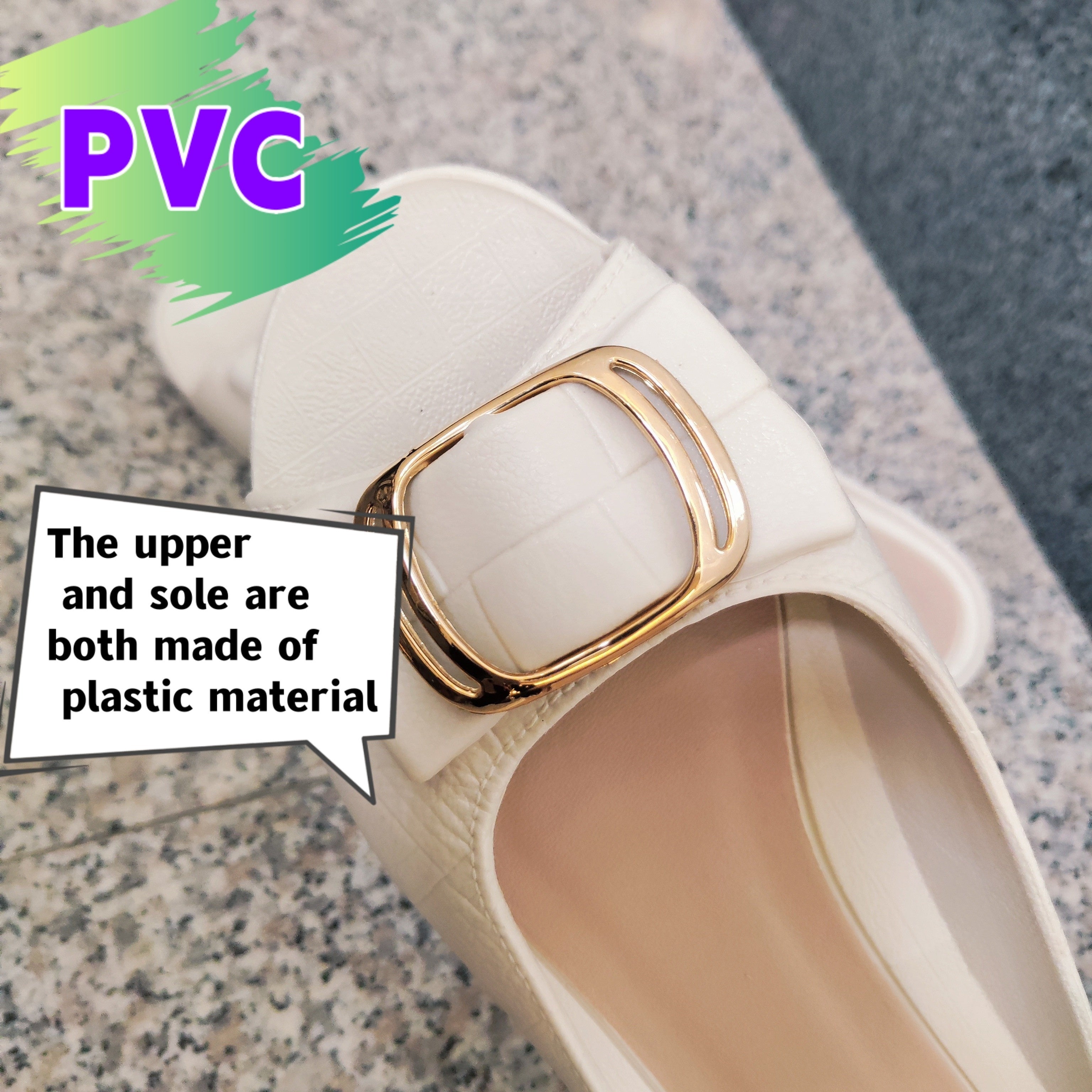 Women's PVC Slide Sandals Summer Open Toe Shoes Low Heel Soft Sole