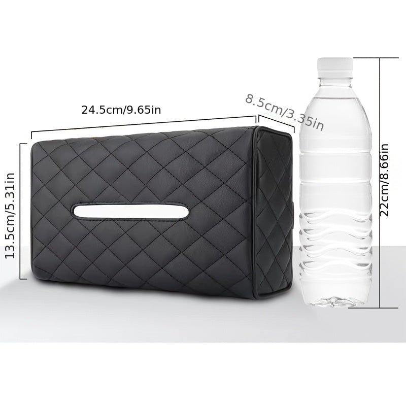 Black Car Tissue Box Holder Water-Resistant Hanging Organizer for Daily Commute