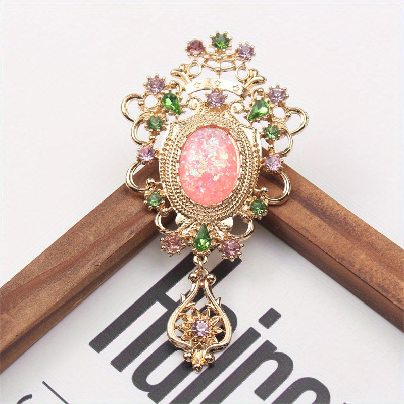 Retro-Style Rhinestone Enamel Brooch for Men and Women Baroque Irregular Pin Statement Jewelry