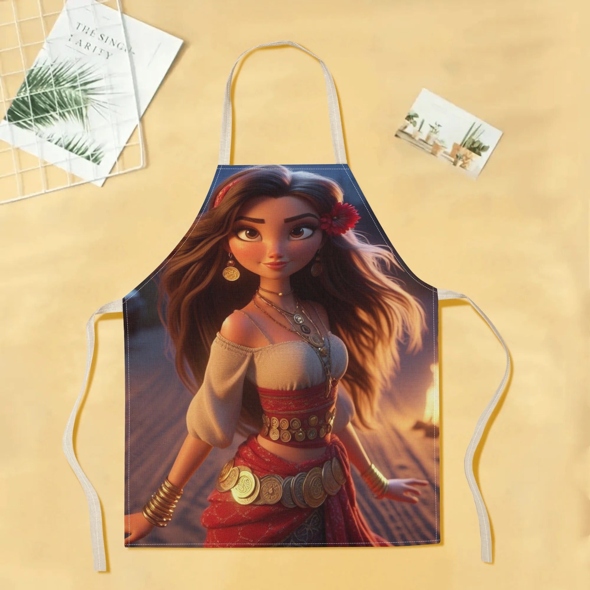 Waterproof Elsa Apron Polyester Floral Pattern for Kitchen Restaurant Hotel Use