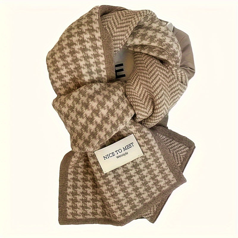 Houndstooth Scarf for Women Warm Shawl Winter Accessory Gift