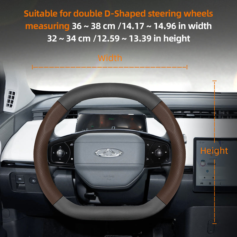 Leather Steering Wheel Cover Carbon Fiber Textured Breathable Black Burgundy Mocha Orange