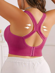 Women's Plus Size Sports Bra Yoga Gym Support Removable Padding Gray