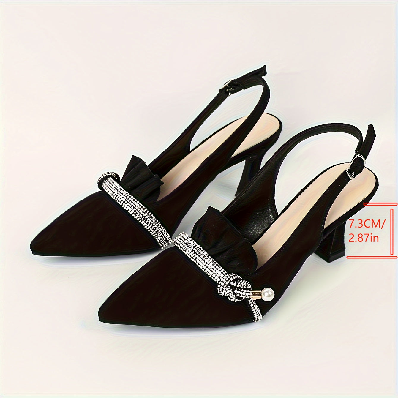 Women's Satin High Heels with Pointed Tips and Back Buckles