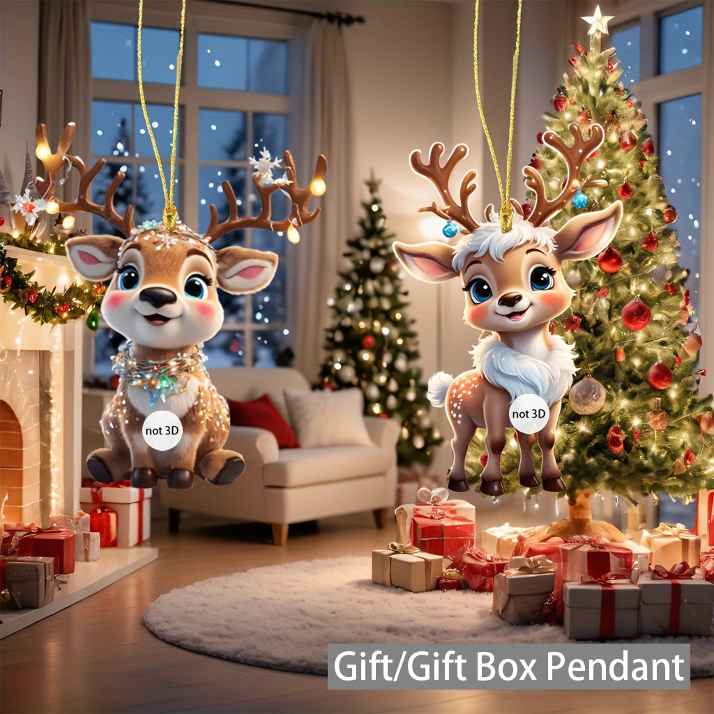 9 shirin akrilik kiyikcha bezaklari, chiroqlar bilan, Rojdestvo daraxti, Xellouin, avtomobil ichki bezaklari uchun