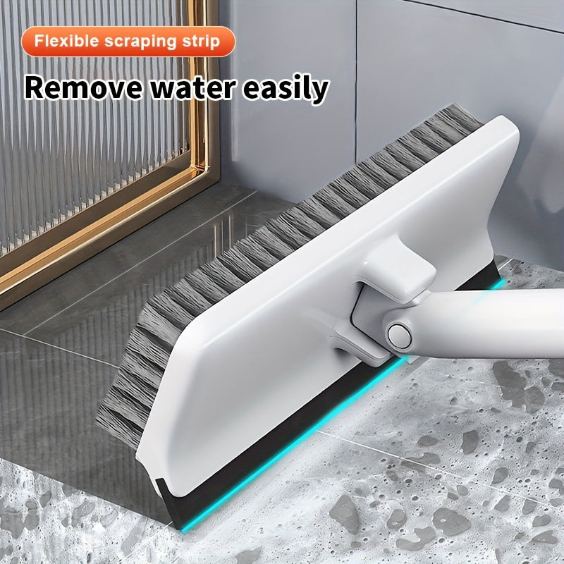 2-in-1 Rotatable Cleaning Brush with Long Handle, Water Scraper, Floor Brush