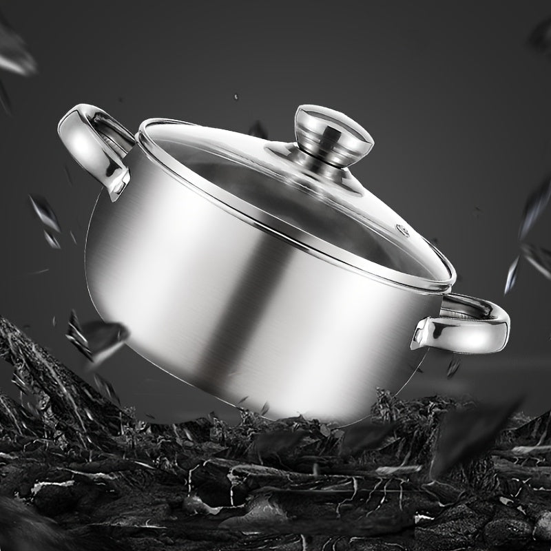 Stainless Steel Cookware Set 6-7 Pieces with Stockpot and Glass Lid Non-Stick Heat Resistant