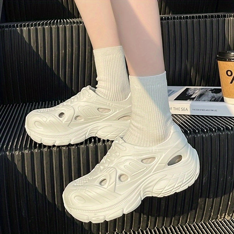 Women's EVA Platform Sneakers Black Beige Breathable Casual Running Shoes