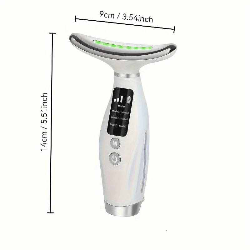 7-Color LED yuz massajeri raqamli displey bilan, USB bilan quvvatlanadigan teri parvarishi asbobi, yuz va bo‘yn uchun