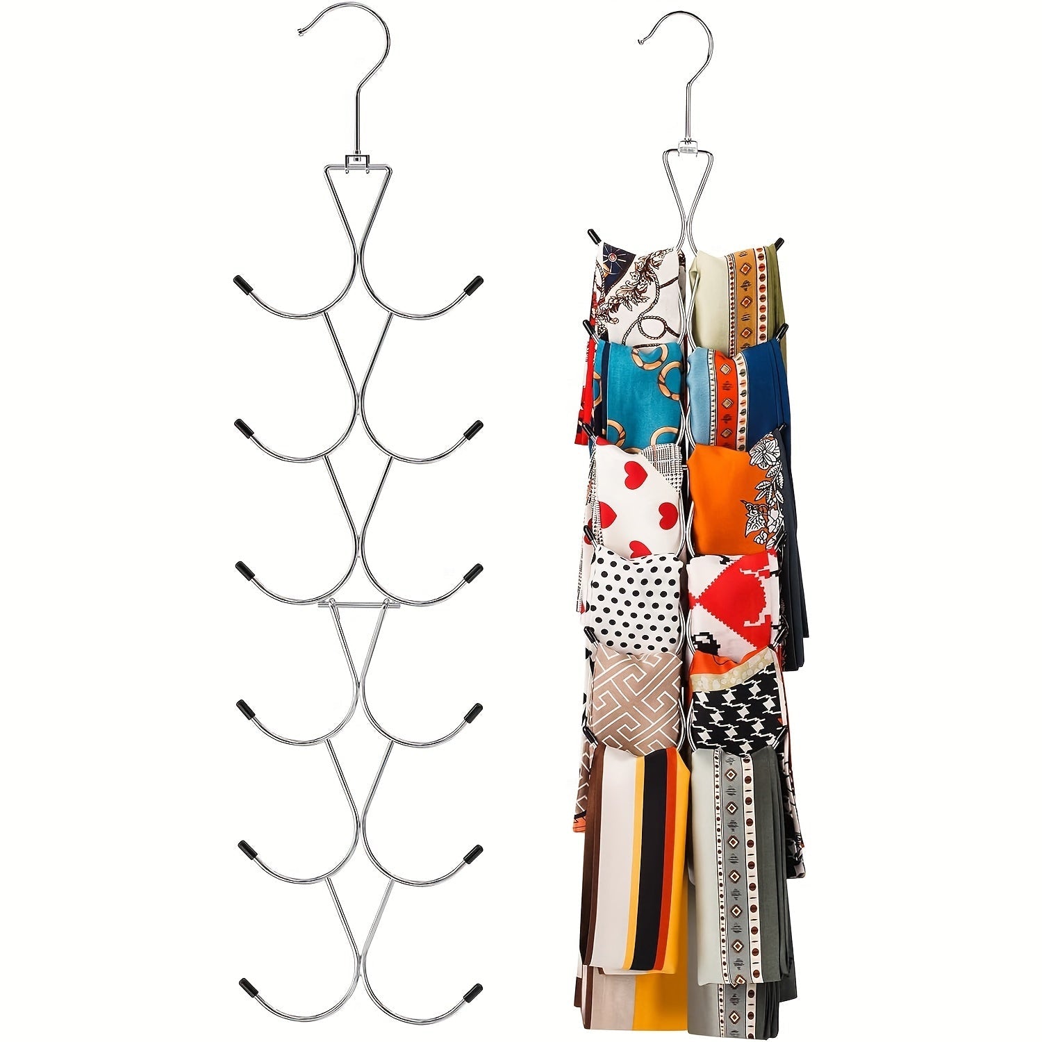 Non-slip Ties Hanger with Hooks for Scarves Belts Closet Organizer Space Saver