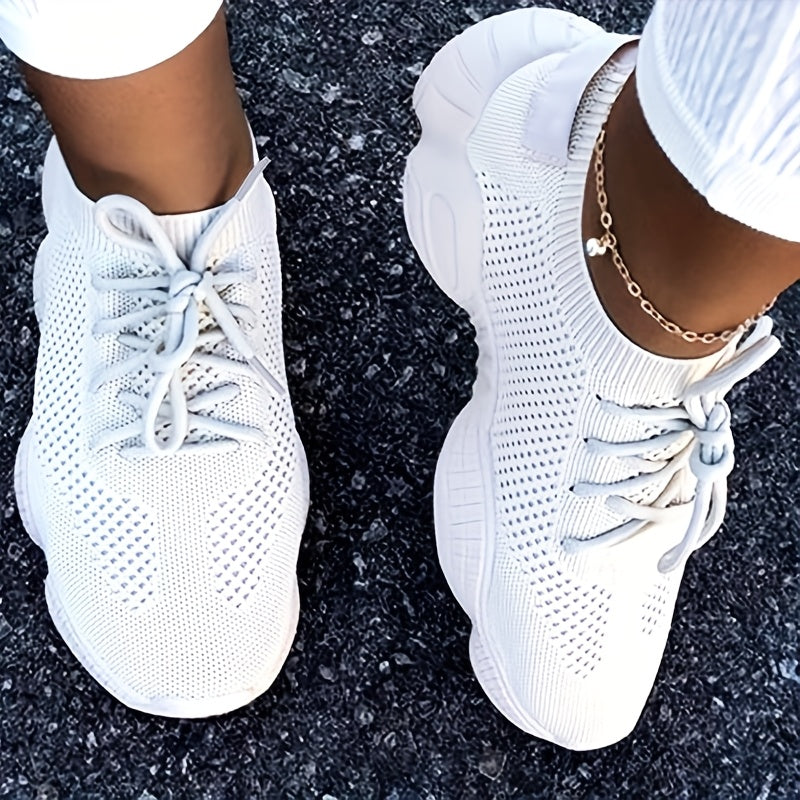 Plus Size White Casual Sneakers Women Mesh Lightweight Running Shoes