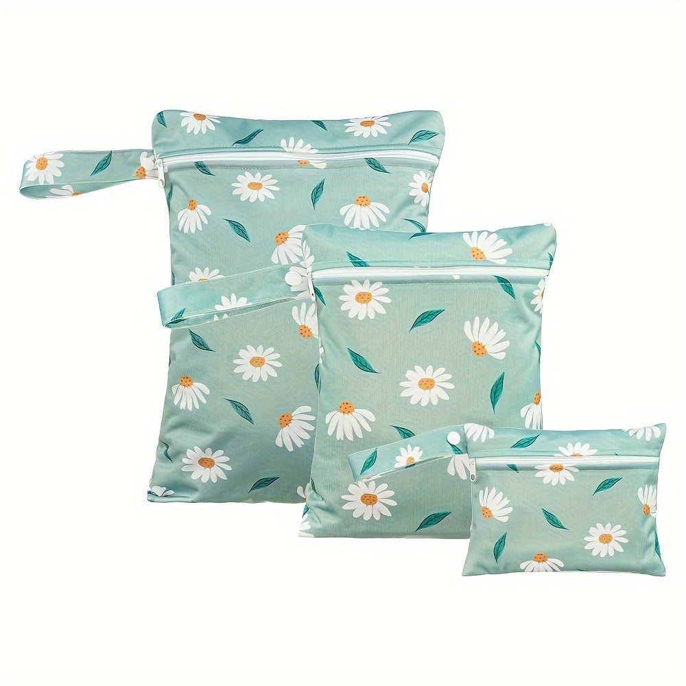 Set of 3 Waterproof Reusable Diaper Bags with Smooth Zipper Pockets in Assorted Sizes