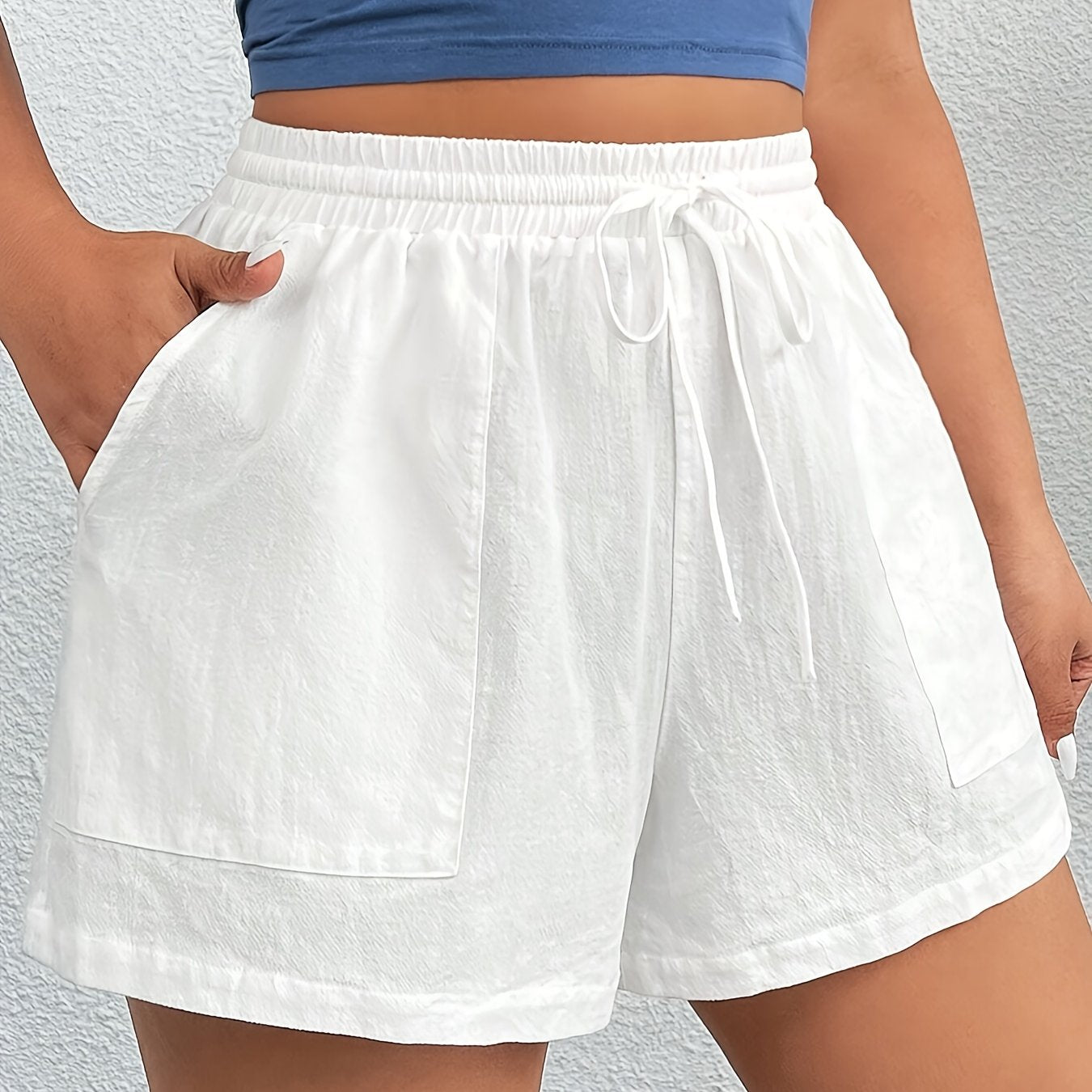 Women's Plus Size Summer Cotton Drawstring Waist Casual Shorts