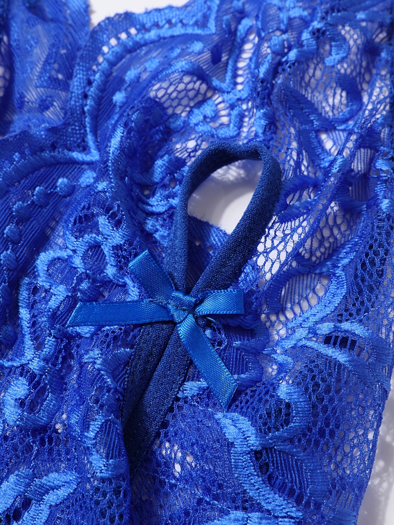 Plus Size Lace Bodysuit with Open Crotch and Rhinestone Heart for Valentine's