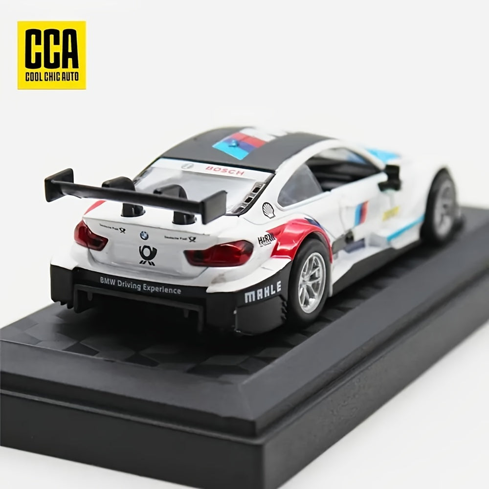 Coche de modelo en fundición a presión escala 1:44 BMW M4 DTM blanco azul, juguete de carreras para niños y coleccionistas