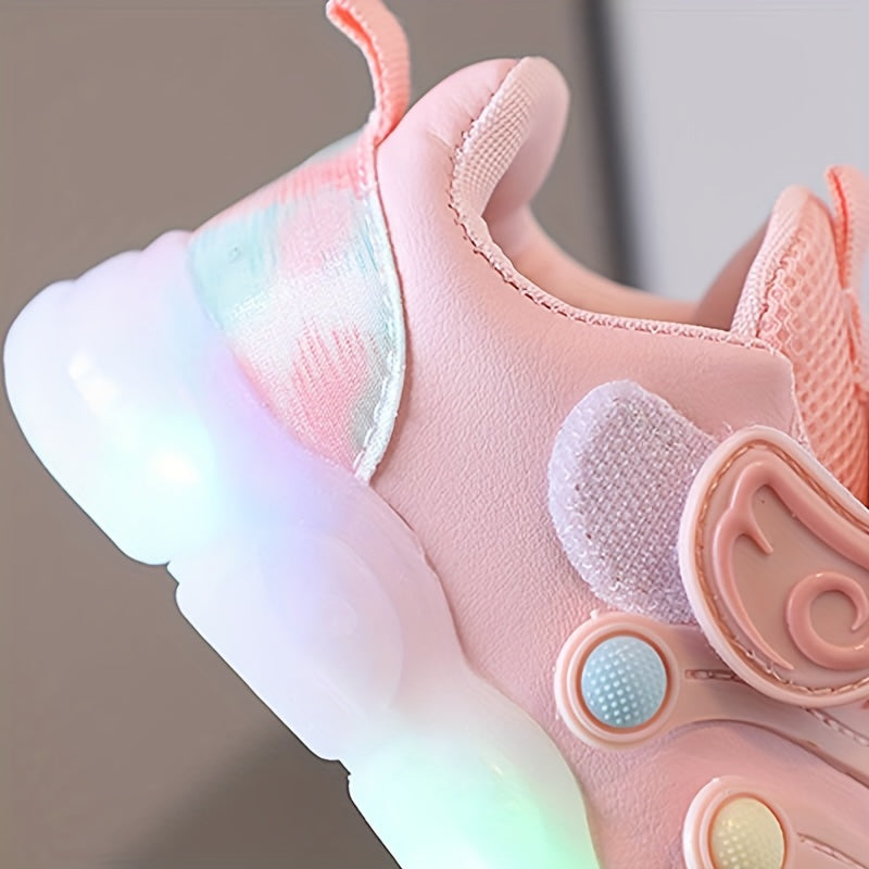 Kids LED Light-Up Shoes for Boys and Girls with Non-Slip Rubber Sole and Cartoon Design in Blue