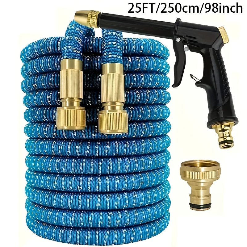 Расширяемый резиновый садовый шланг для полива и мойки автомобиля с универсальными соединителями