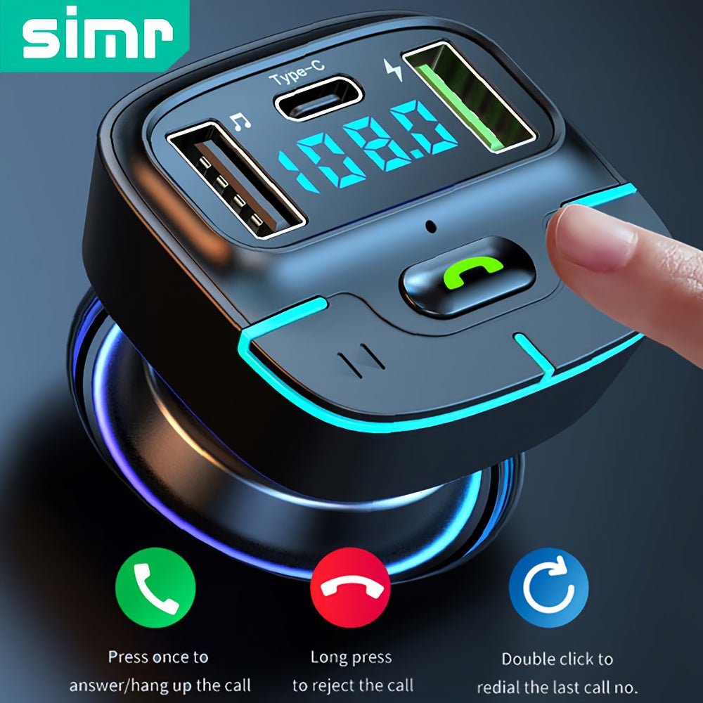 Wireless Car FM Transmitter with Dual USB Fast Charging and Hands-Free Calling
