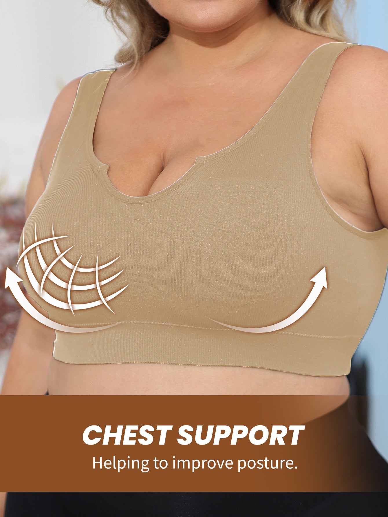 Women's Plus Size Seamless Breathable Sports Bra with Removable Cushions Black 1XL-4XL