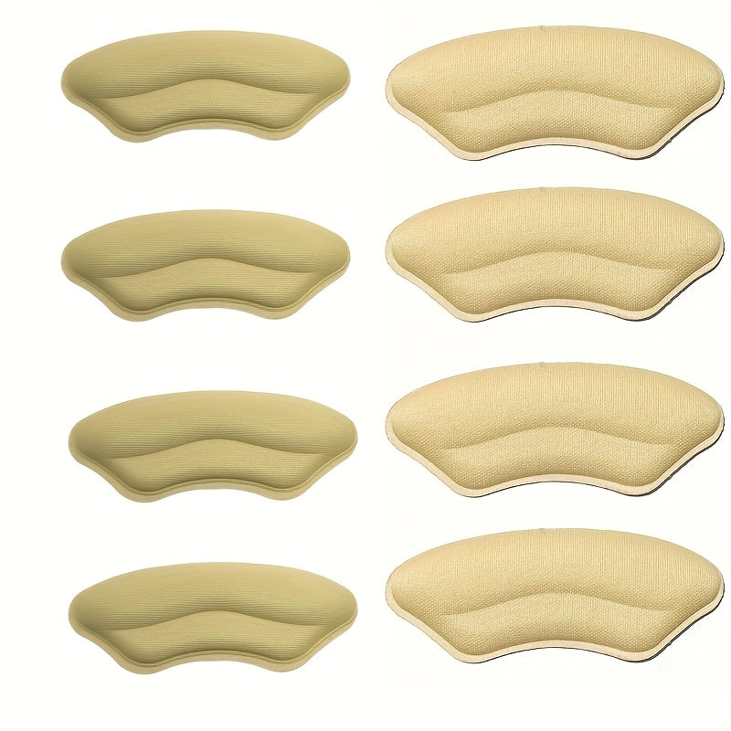 8-Pair Self-Adhesive Heel Cushion Pads Black Beige Nude Shoe Inserts
